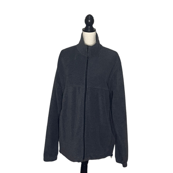 Columbia Fleece Jacket Gray Classic Full Zip Long Slv Logo Gorpcore Size Medium - Picture 3 of 11